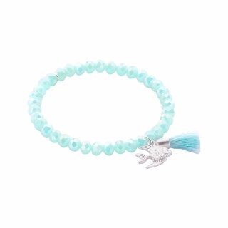biba Armband Crystal mit silberfarbenem Anhänger u. Quaste - Hellblau