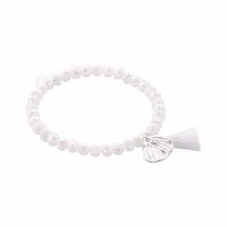 biba Armband Crystal mit silberfarbenem Anhänger u. Quaste - Weiß