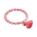 biba Armband Naturstein mit Quaste - Rosa