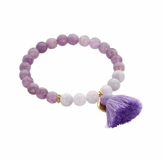 biba Armband Naturstein mit Quaste - Lila