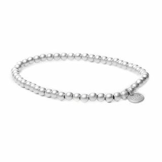 biba Armband Metall silber matt Perlen 4 mm