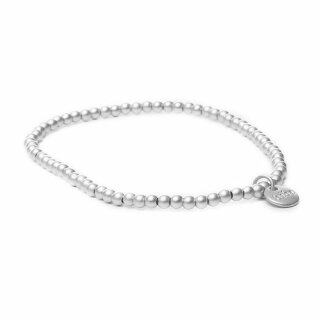 biba Armband Metall silber matt Perlen 3 mm