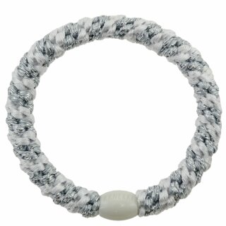 KKNEKKI Haargummi - White Silver Glitter Stripe