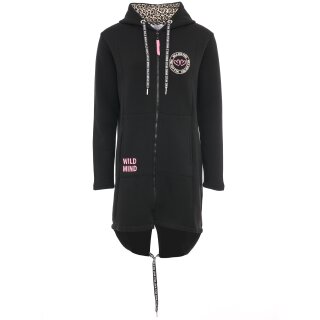 ZWILLINGSHERZ Hoodiemantel "Wild Strong Free" - Schwarz