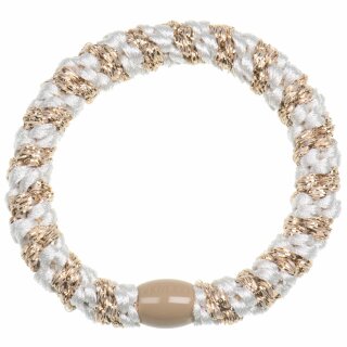 KKNEKKI Haargummi - White Beige Glitter Stripe