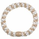 KKNEKKI Haargummi - White Beige Glitter Stripe