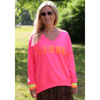 MISS GOODLIFE - V-NEck L(i)ebe Hearts - Neonpink