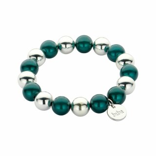 biba Armband aus magisch schimmernden Perlen 12 mm - Grün/Silber