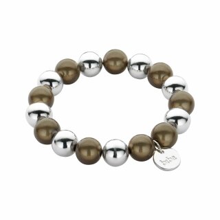 biba Armband aus magisch schimmernden Perlen 12 mm - Braun/Silber