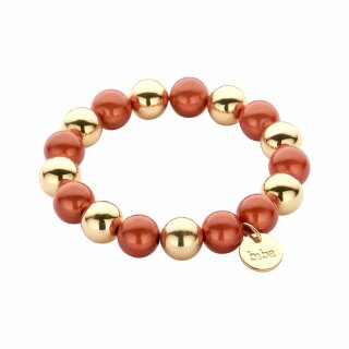 biba Armband aus magisch schimmernden Perlen 12 mm - Orange/Gold