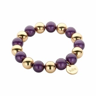 biba Armband aus magisch schimmernden Perlen 12 mm - Lila/Gold