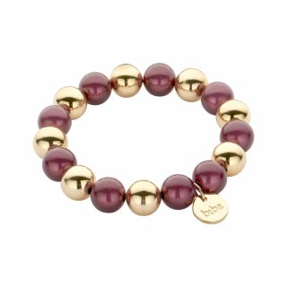 biba Armband aus magisch schimmernden Perlen 12 mm - Beere/Gold