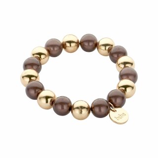 biba Armband aus magisch schimmernden Perlen 12 mm - Braun/Gold