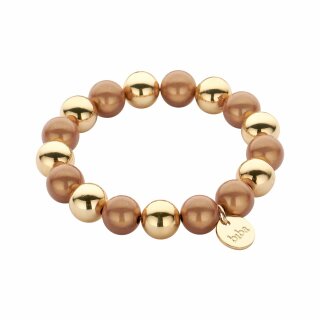 biba Armband aus magisch schimmernden Perlen 12 mm - Camel/Gold