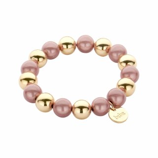 biba Armband aus magisch schimmernden Perlen 12 mm - Altrosé/Gold