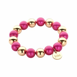 biba Armband aus magisch schimmernden Perlen 13 mm - Pink/Gold