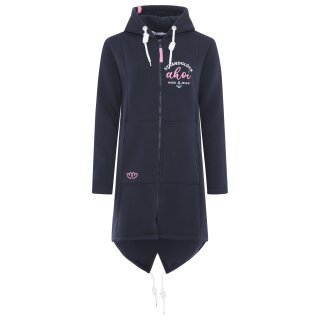 ZWILLINGSHERZ Hoodiemantel "Strandglück Ahoi" - Dunkelblau S