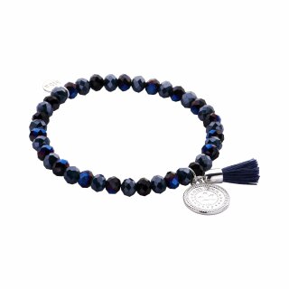 biba Armband Crystal mit silberfarbenem Anhänger u. Quaste - Blau