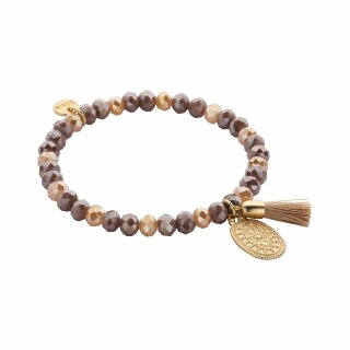 biba Armband Crystal mit goldfarbenem Anhänger u. Quaste - Braun