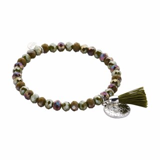 biba Armband Crystal mit silberfarbenem Anhänger u. Quaste - Grün