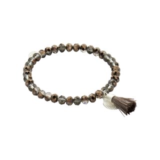 biba Armband Crystal mit silberfarbenem Anhänger u. Quaste - Braun
