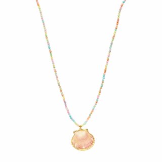 biba Kette Naturstein mit Muschel - Pastell