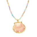 biba Kette Naturstein mit Muschel - Pastell