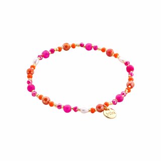 biba Armband Crystal mit Süßwasserperlen - Pink-Orange