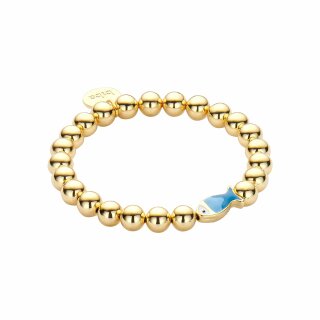 biba Armband Metall goldfarbenem mit Fisch - Blau