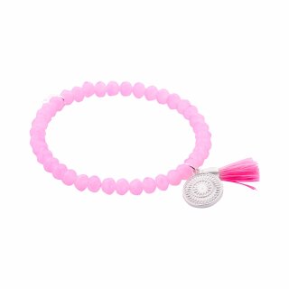 biba Armband Crystal mit silberfarbenem Anhänger u. Quaste - Rosa
