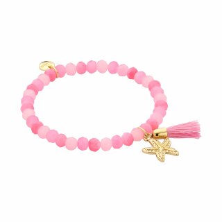 biba Armband Crystal mit goldfarbenem Anhänger u. Quaste - Rosa/Pink