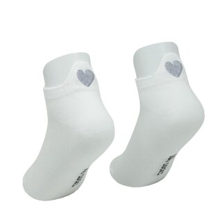 Sneakersöckchen weiß mit silberfarbenem Herz