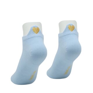 Sneakersöckchen hellblau mit goldenem Herz