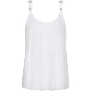 Top mit Blumen-Detail - Weiß L/XL