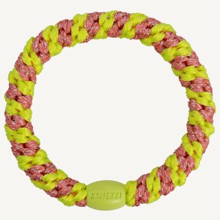 KKNEKKI Haargummi - Stripe Coral Neon Yellow