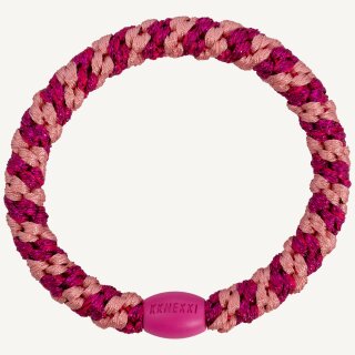 KKNEKKI Haargummi - Stripe Faded Rose Electric Pink Glitter