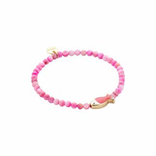 biba Armband Naturstein mit Fisch - Pink Pastell