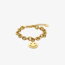 Smiley Armband aus Edelstahl gold